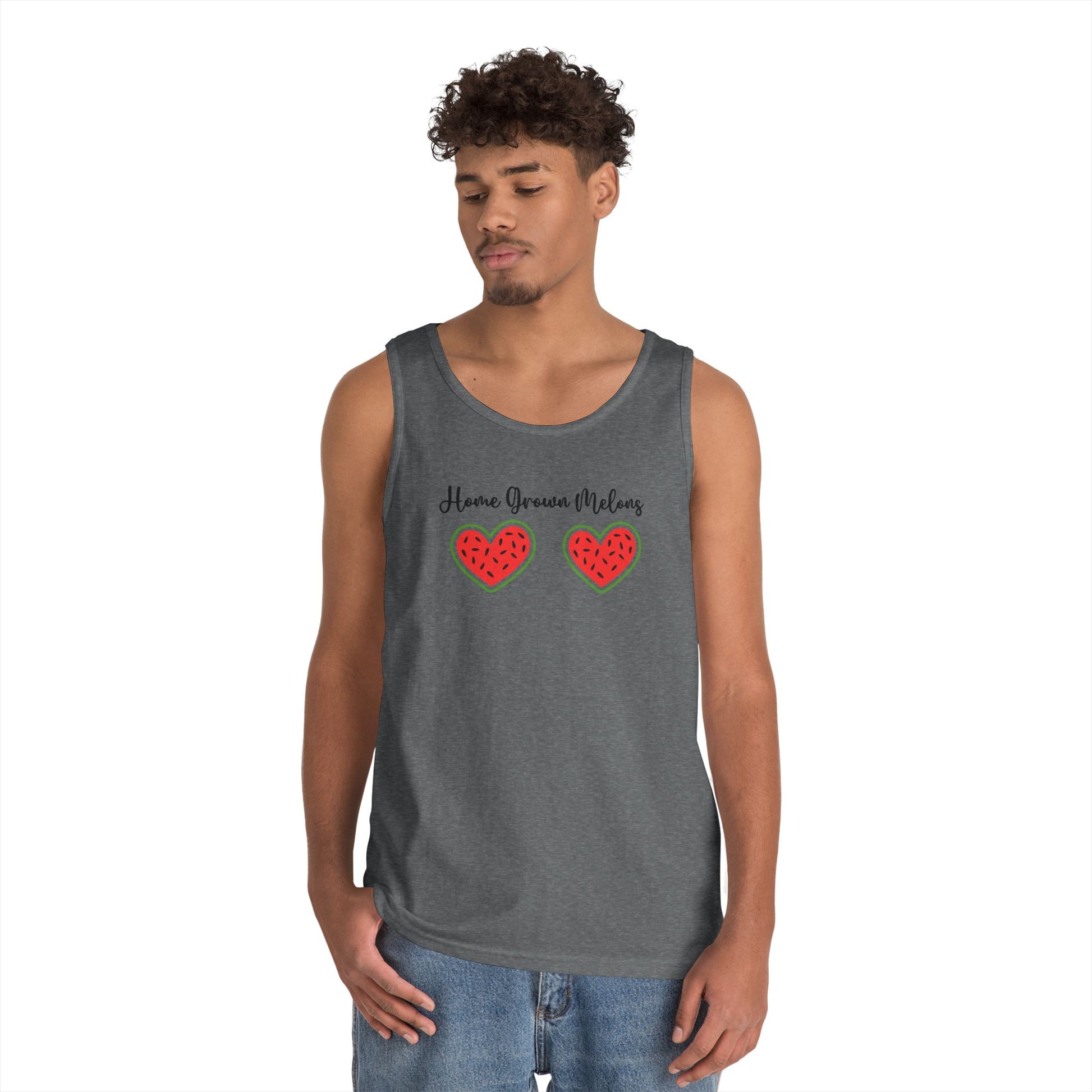 Cute Watermelon Hearts Tank Top, Summer Top, Casual Wear, Gift for Friends, Unisex Cotton Shirt, Love Vibe, Beach Wear